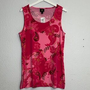 JM Collection Women’s Paisley Print Knit Sleeveless Top Stretch Pink Medium NWT